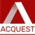 The image shows a stylized white letter A on a red background with the word ACQUEST in bold red letters below the letter A.