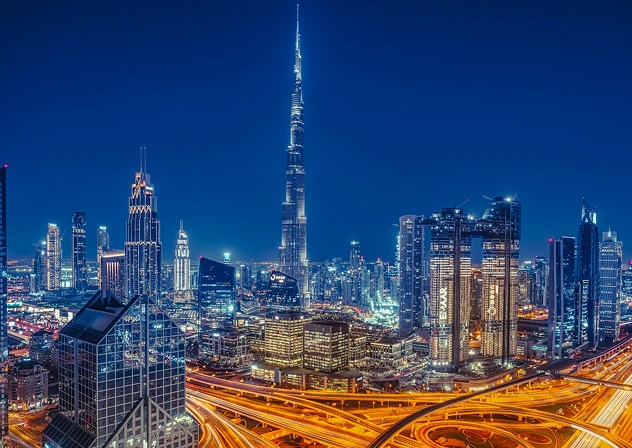 Dubai Burj Khalifa night skyline